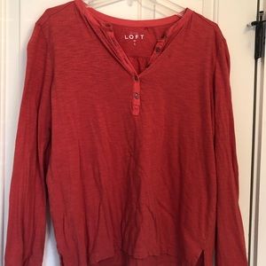 LOFT - super soft Henley shirt. Large. Coral color
